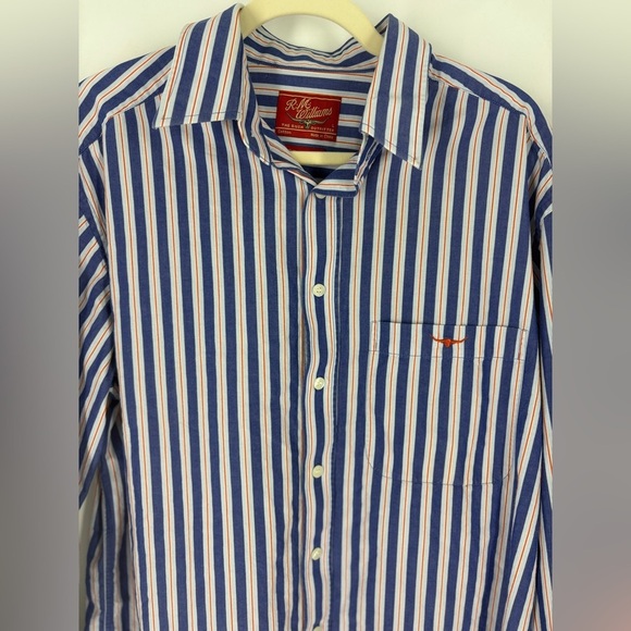 RM Williams Longhorn Men's New 100% Cotton Long-Sleeved Blue Reg Fit Shirt L - Picture 2 of 9